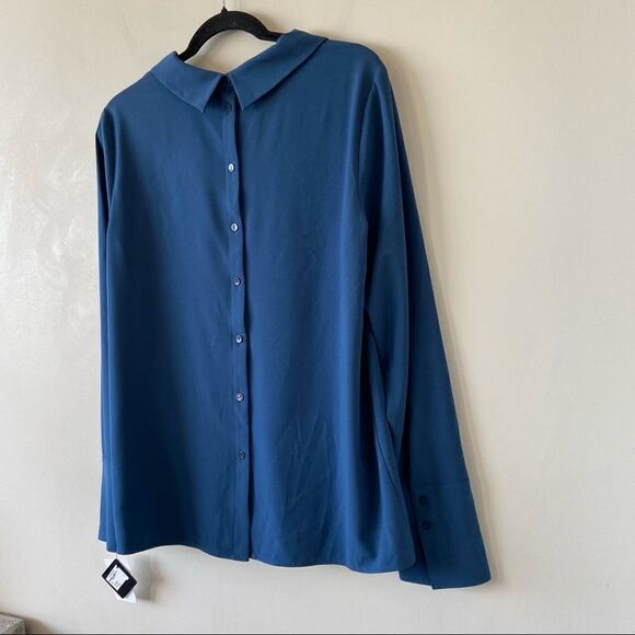 Nwt-halogen Button Back Long Sleeve Blouse (Size:Medium) - Picture 7 of 12